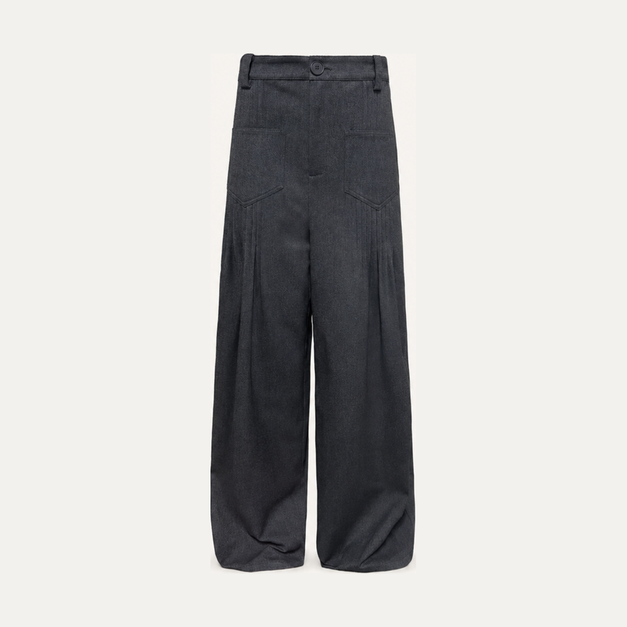 Pleated Pocket Wide-Leg Trousers
