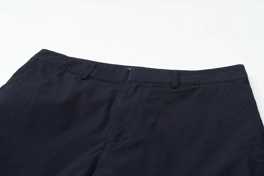 Linen-Blend Curved Pants