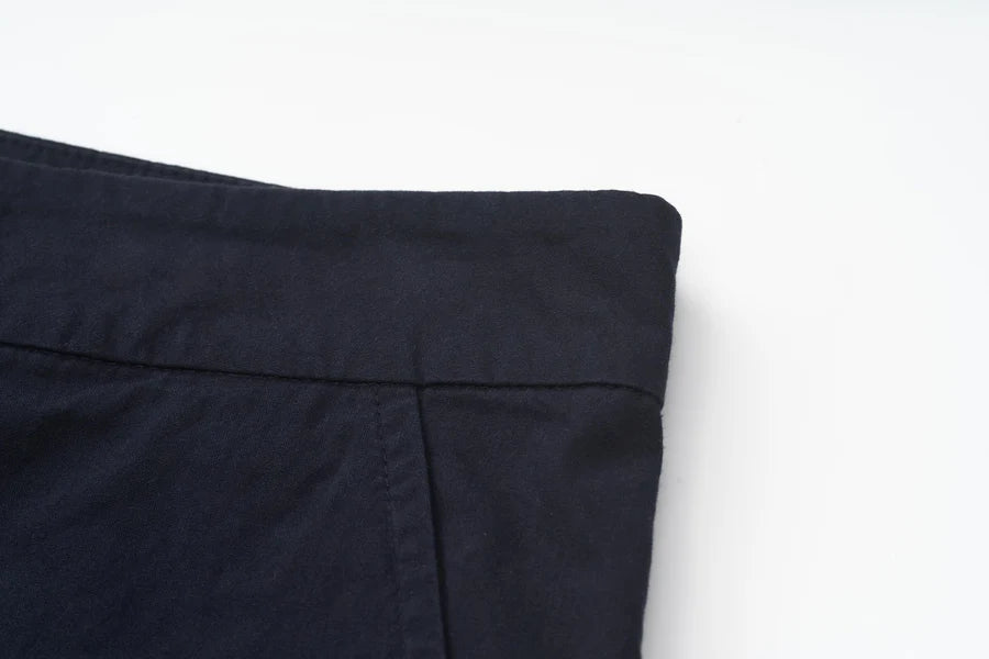 Linen-Blend Curved Pants