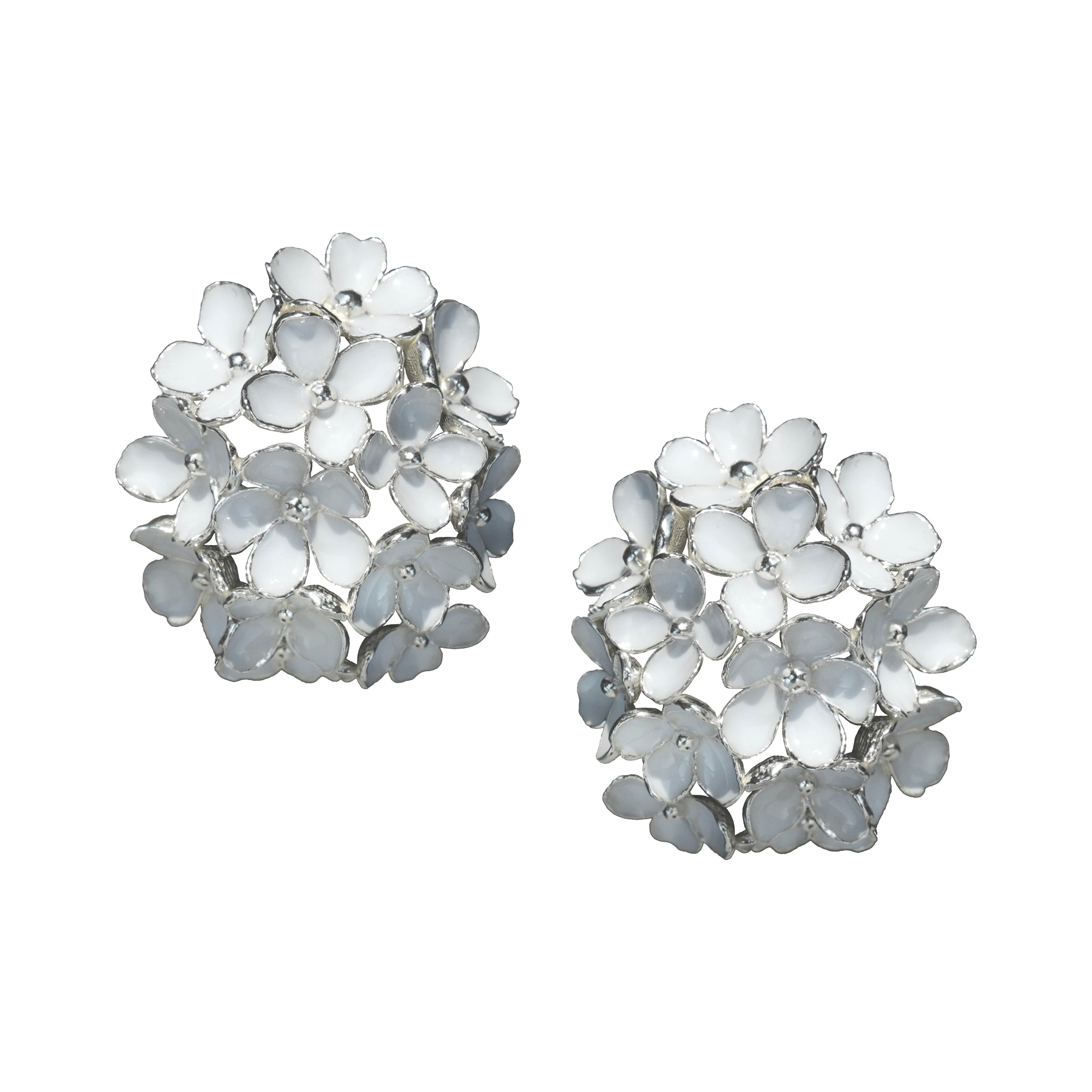 Nanyang Porcelain White Dome Floral Stud Earrings