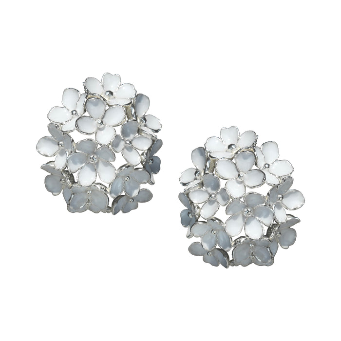 Nanyang Porcelain White Dome Floral Stud Earrings