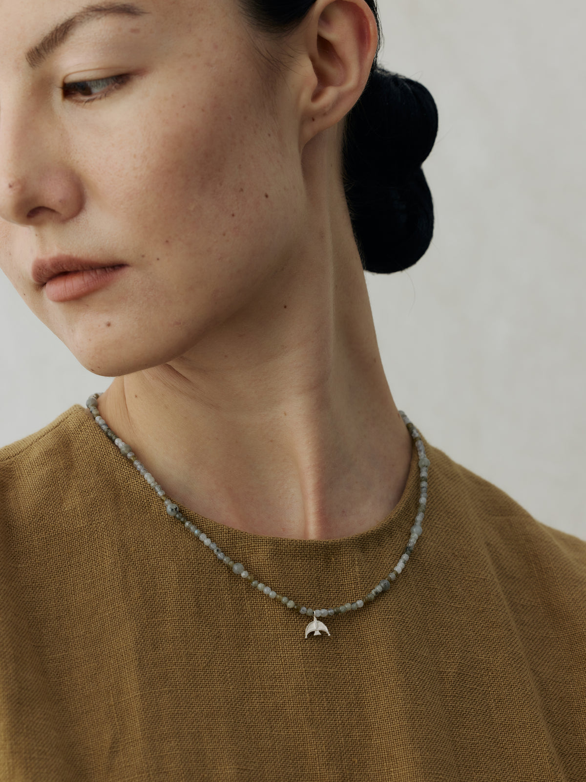 Oracle Bird Sterling Silver Crystal Beaded Long Necklace
