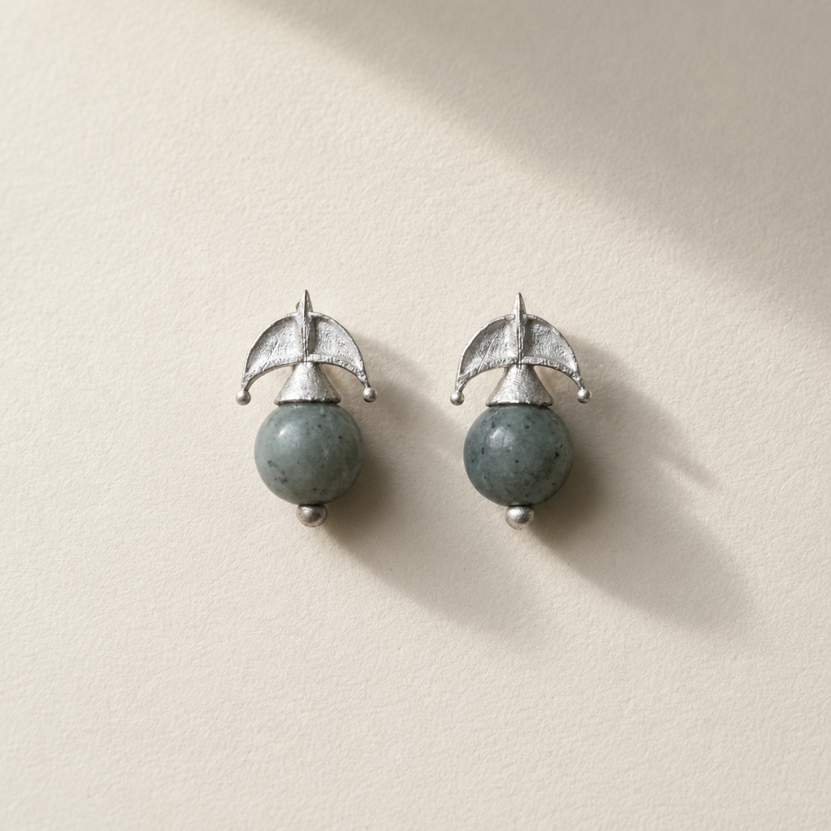 Ruyi Bird Sterling Silver Crystal Stud Earrings