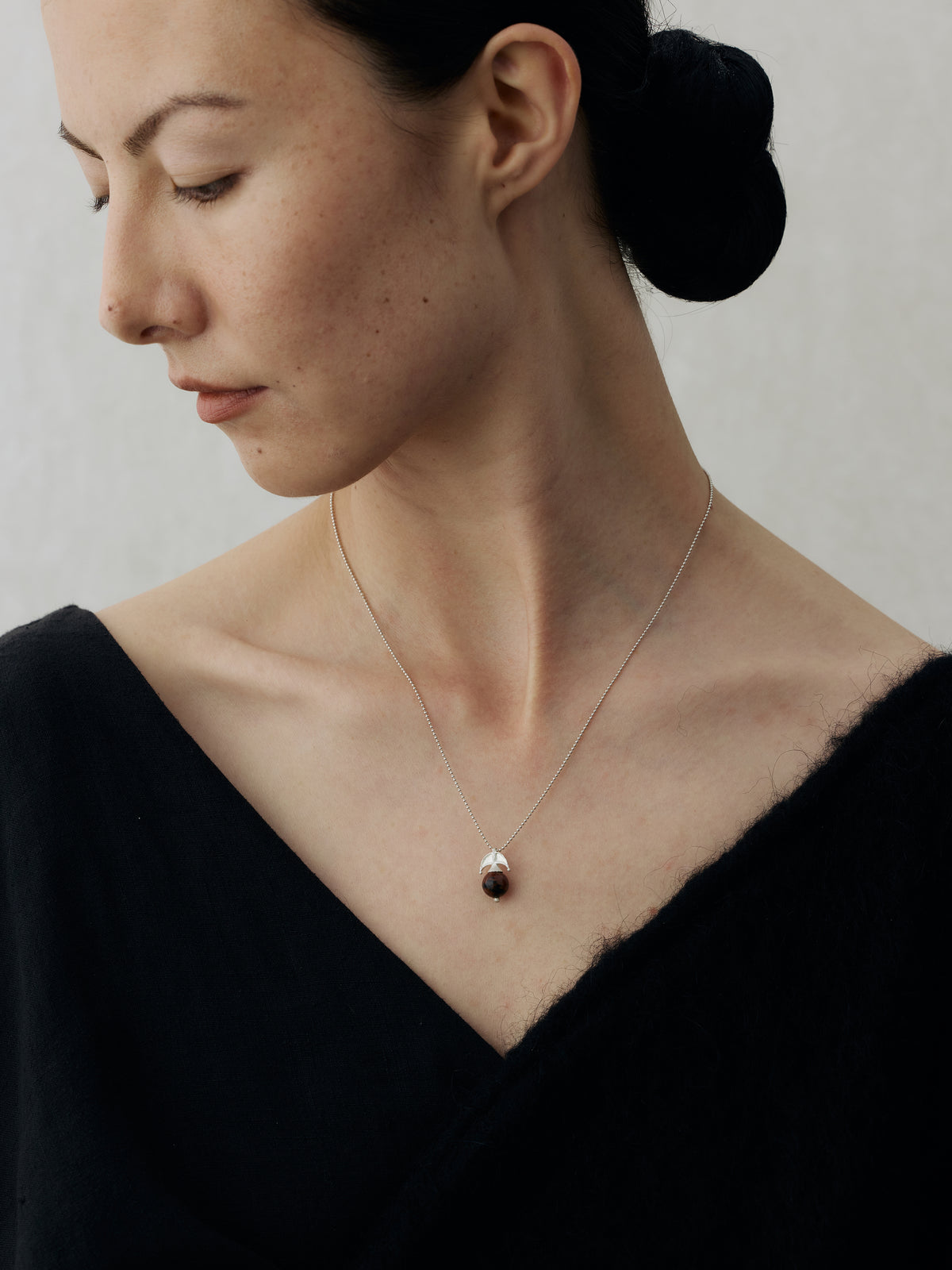 Ruyi Bird Sterling Silver Golden Swan Stone Pendant Necklace