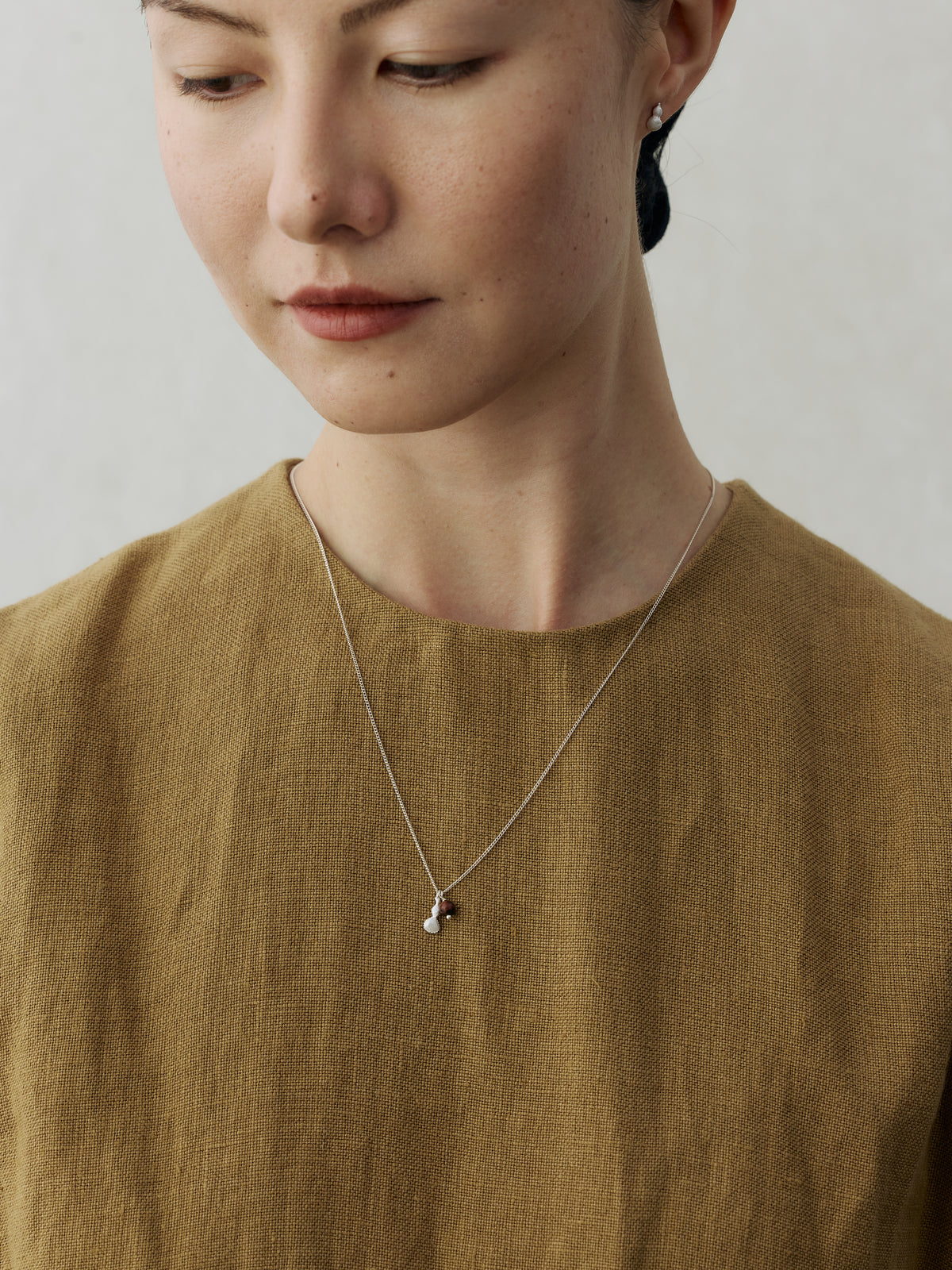 Zizai Gourd Sterling Silver Golden Swan Stone Pendant Necklace