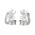 Nanyang Porcelain White Framed Floral Stud Earrings