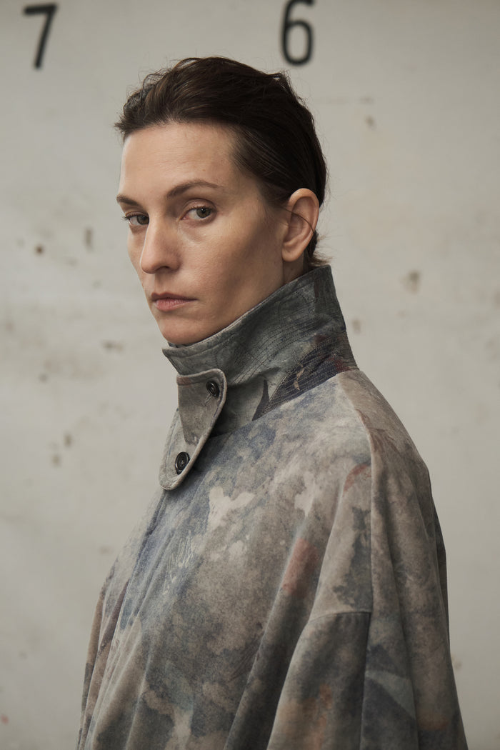 Concealed Placket Batwing Long Coat