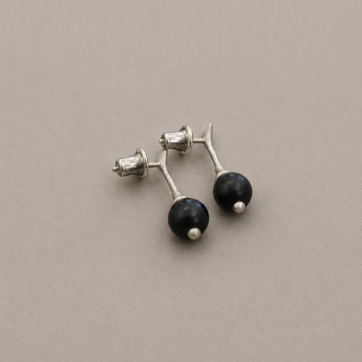 "Eloquent Fruit" Small Ebony Sterling Silver Stud Earrings