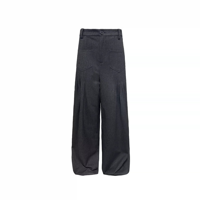 Pleated Pocket Wide-Leg Trousers