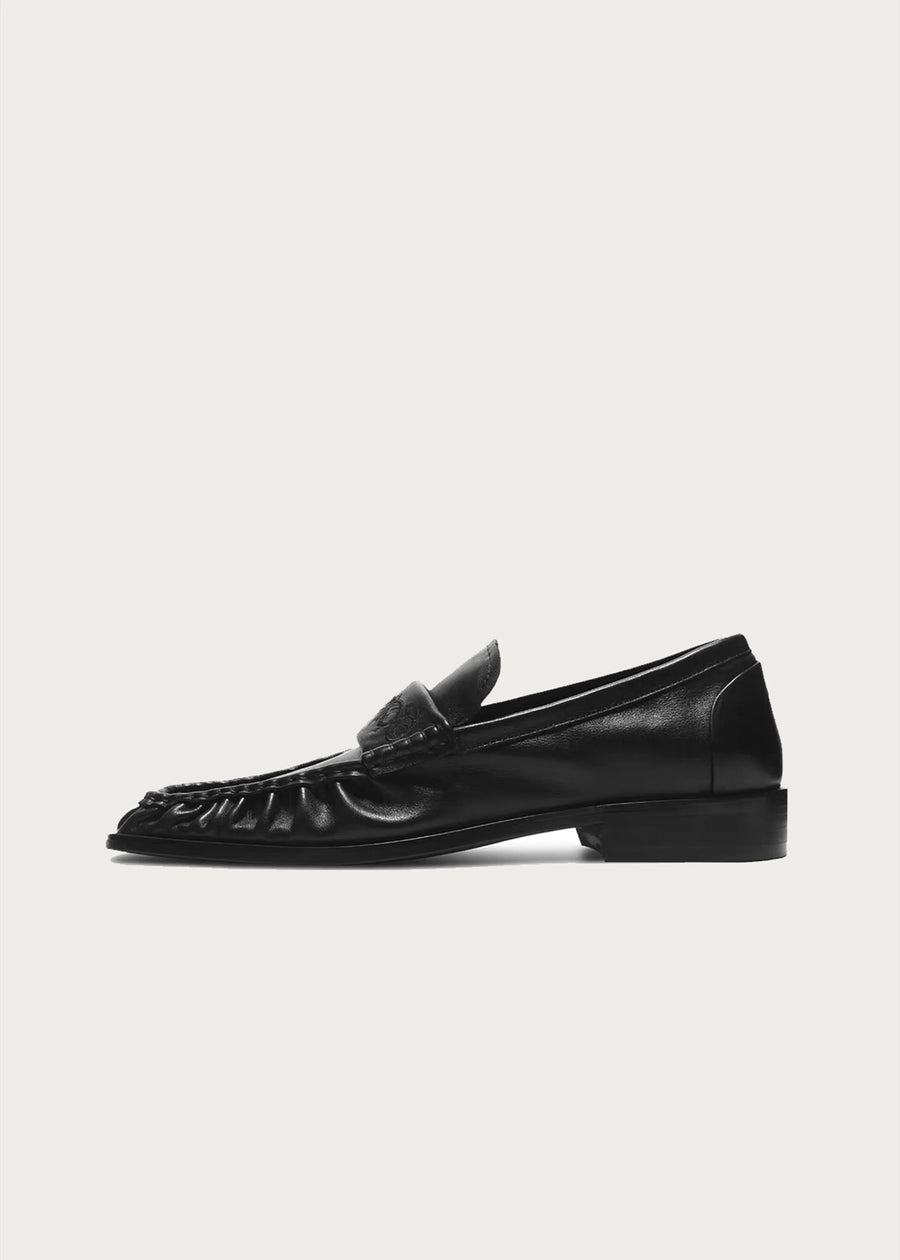 Square-Toe Vine-Engraved Loafers