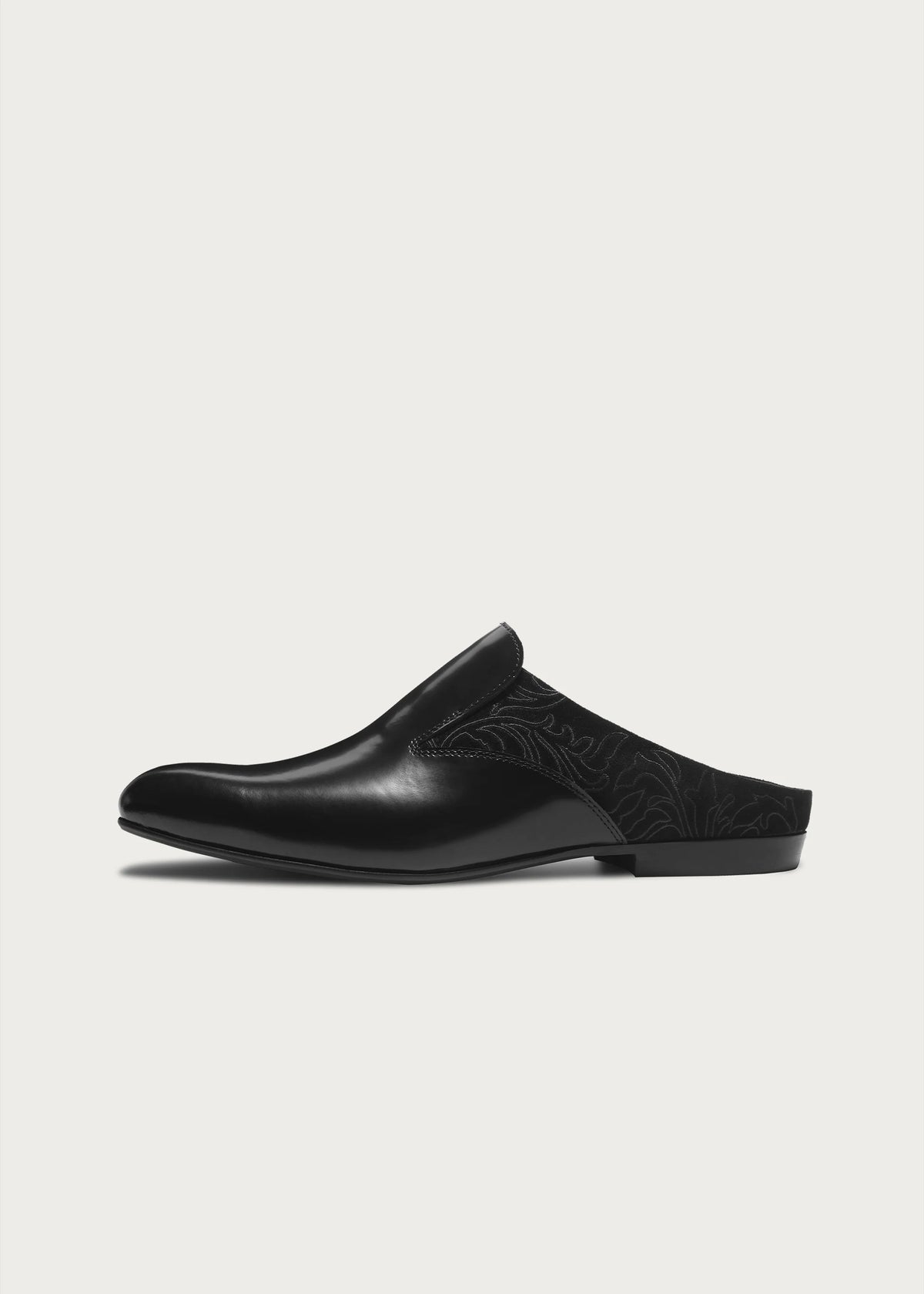 Flower-Patterned Pointed Mules