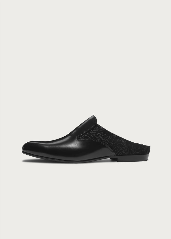 Flower-Patterned Pointed Mules