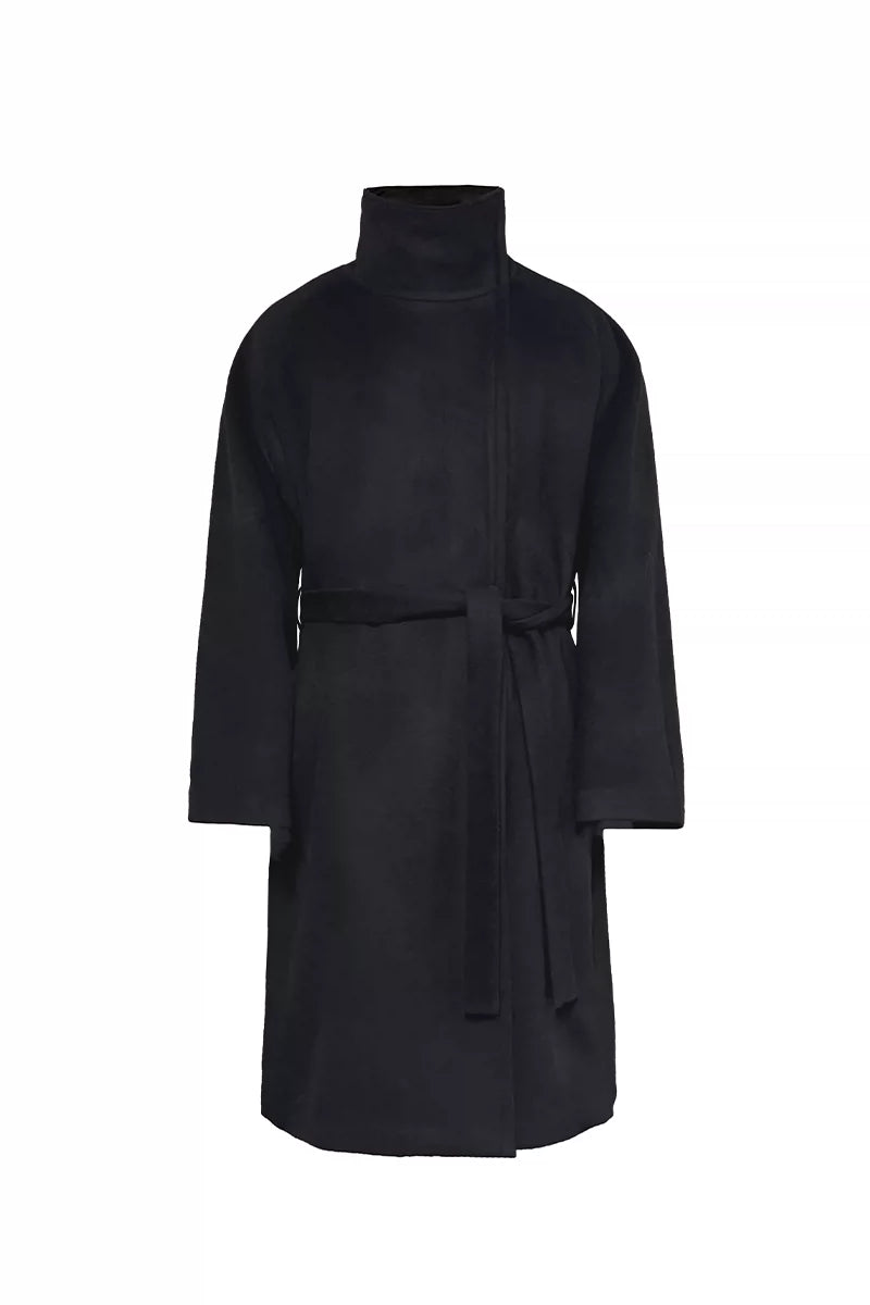 Asymmetric Zip Tie-Waist Coat