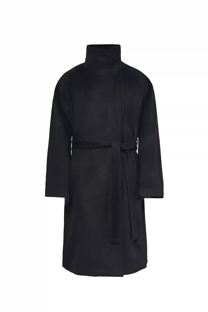 Asymmetric Zip Tie-Waist Coat