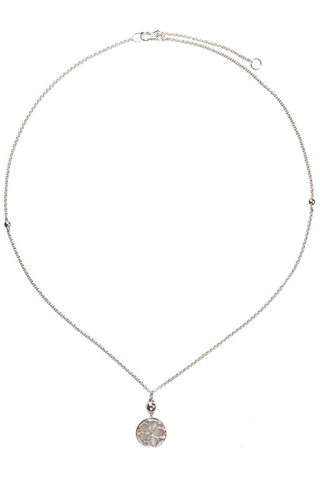 White Agate Inlaid Hollow Floral Necklace