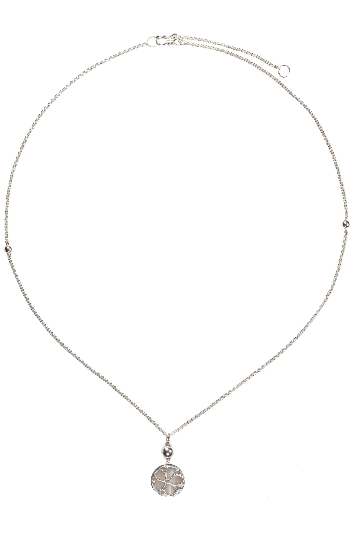 White Agate Inlaid Hollow Floral Necklace