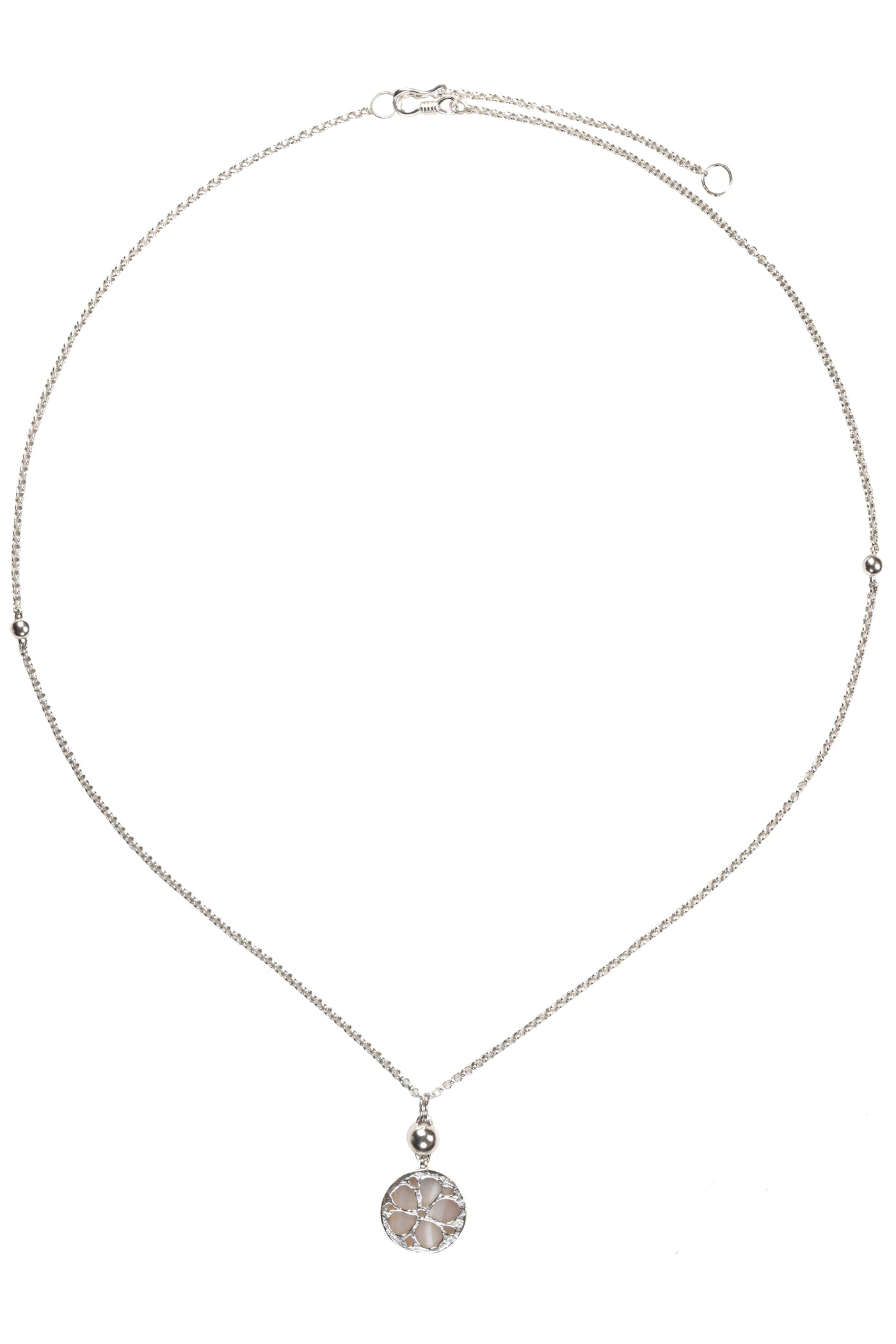 White Agate Inlaid Hollow Floral Necklace