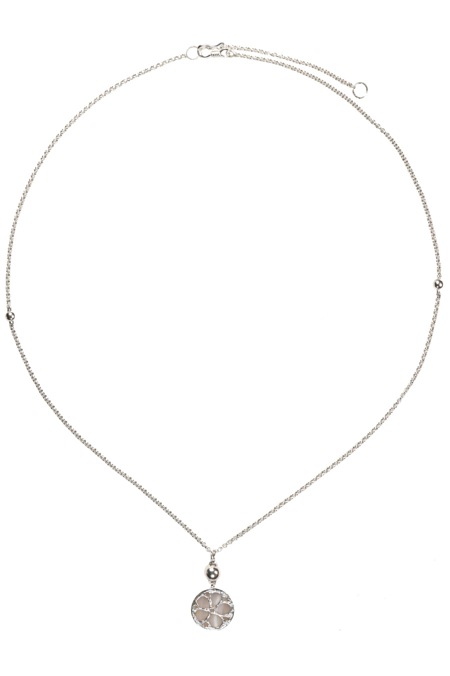 White Agate Inlaid Hollow Floral Necklace