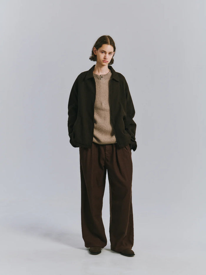 Shrink Wool Zip-Up Shirt Jacket