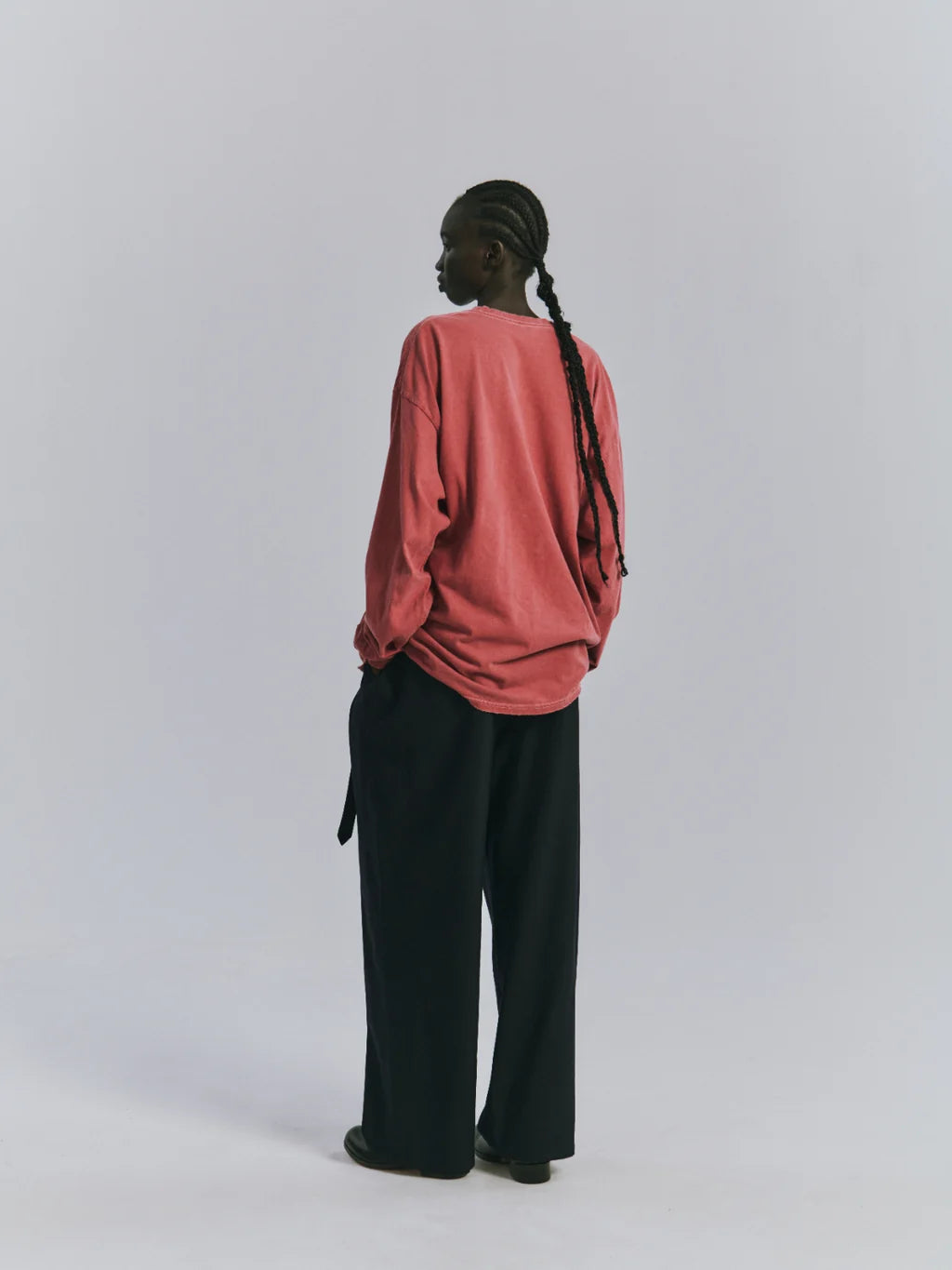 Wool Satin Belt-Less Slacks