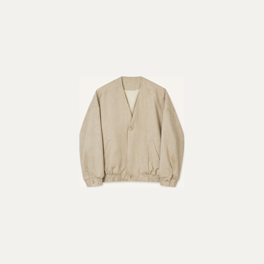 Natural hemp V-neck padded jacket