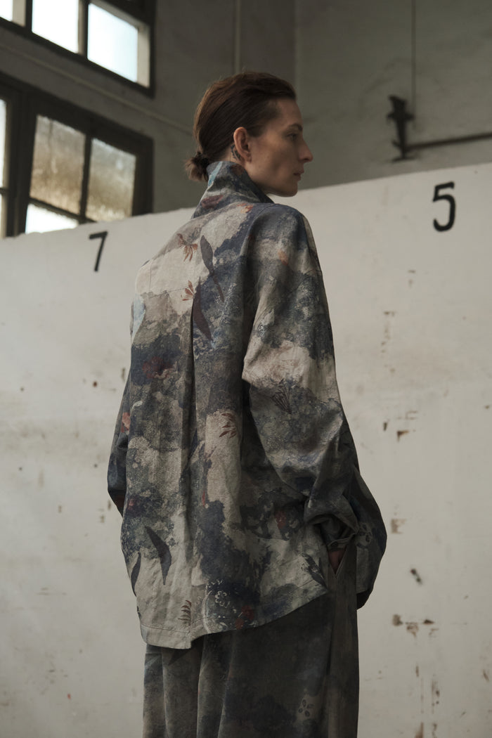 Asymmetric Placket Collared Shirt