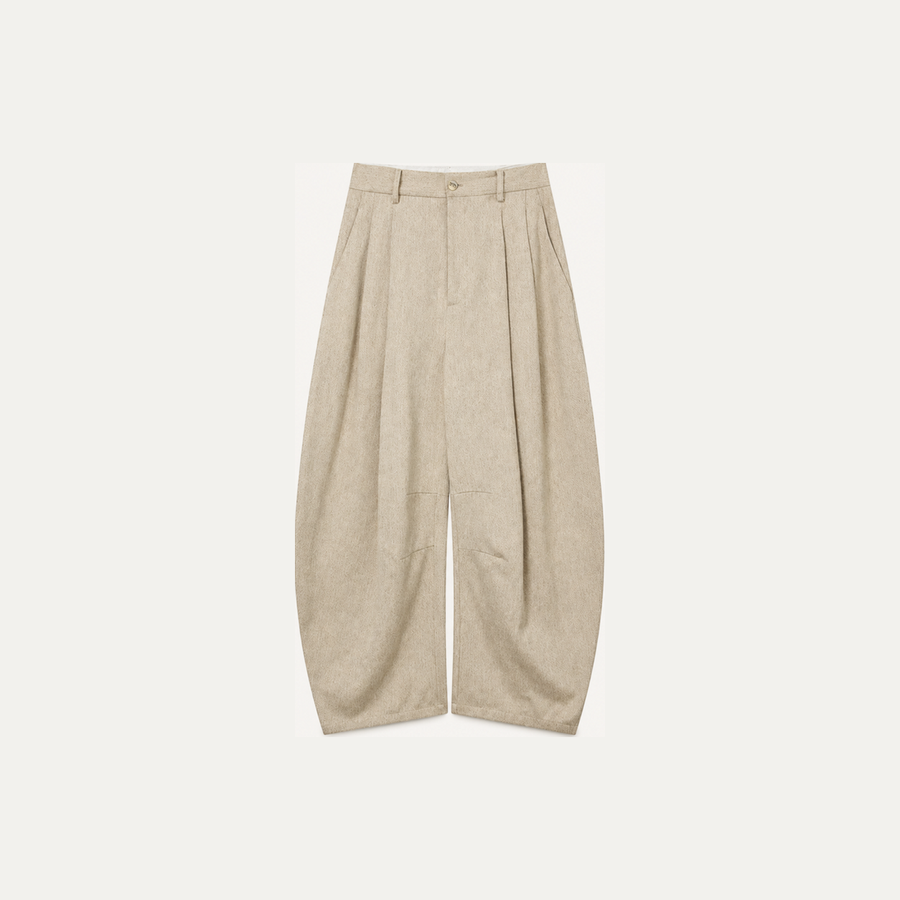 Natural hemp curved wide-leg casual pants