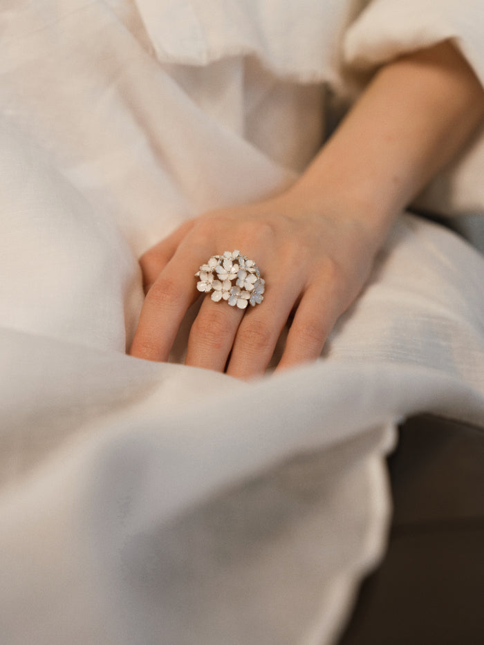 Nanyang Porcelain White Dome Floral Ring