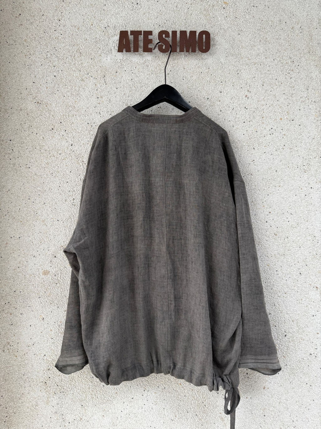 Tie-front pullover long-sleeve shirt