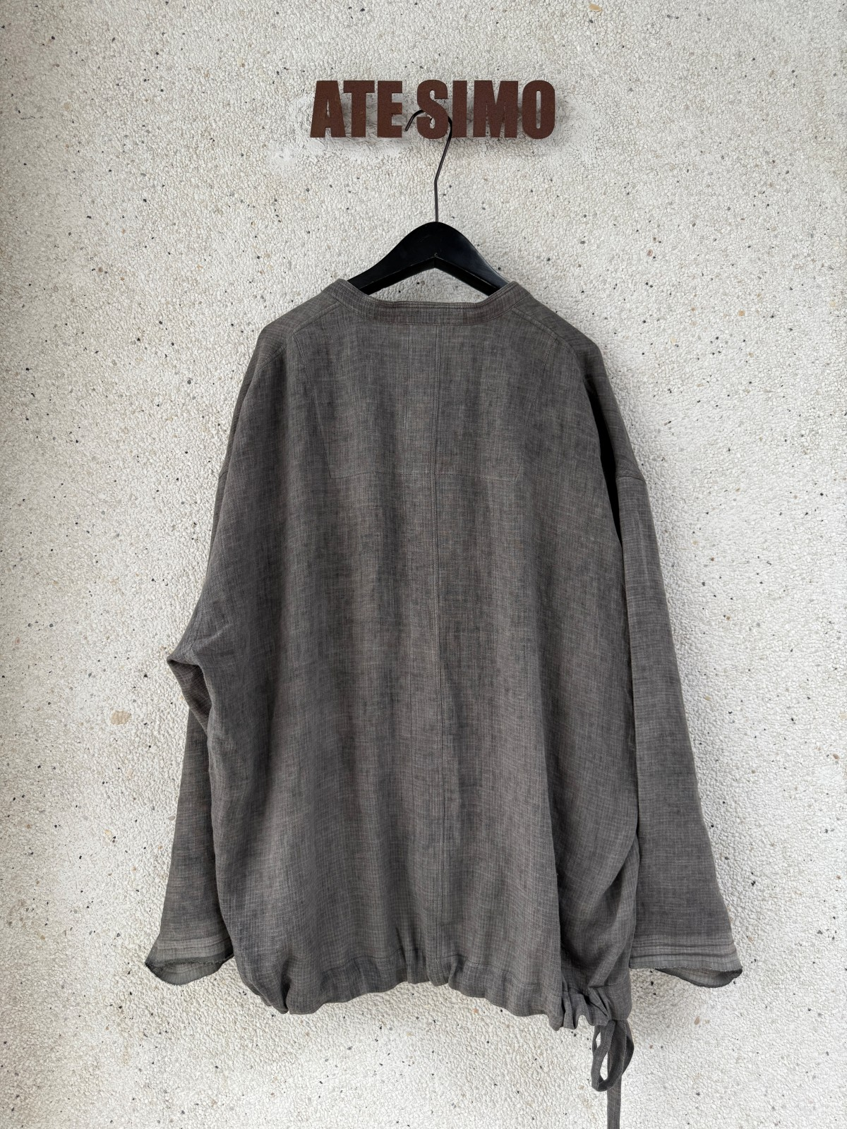 Tie-front pullover long-sleeve shirt