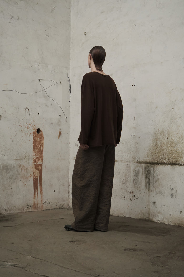 Panelled Construction Trousers (Washed Brown)