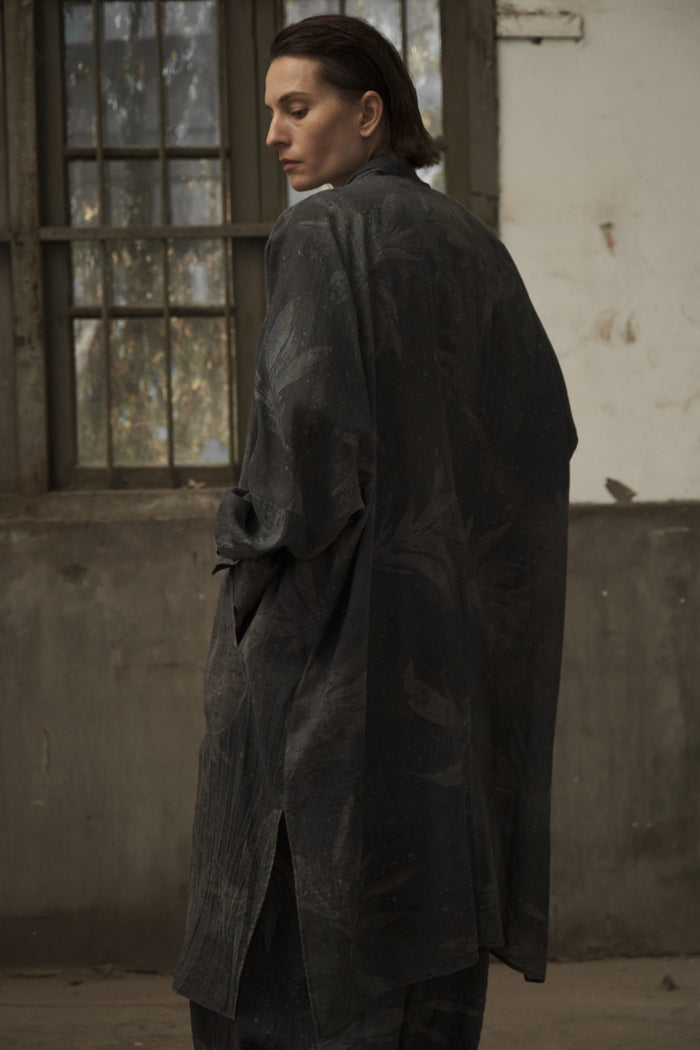 Cowl Neck Long Shirt (Grey)