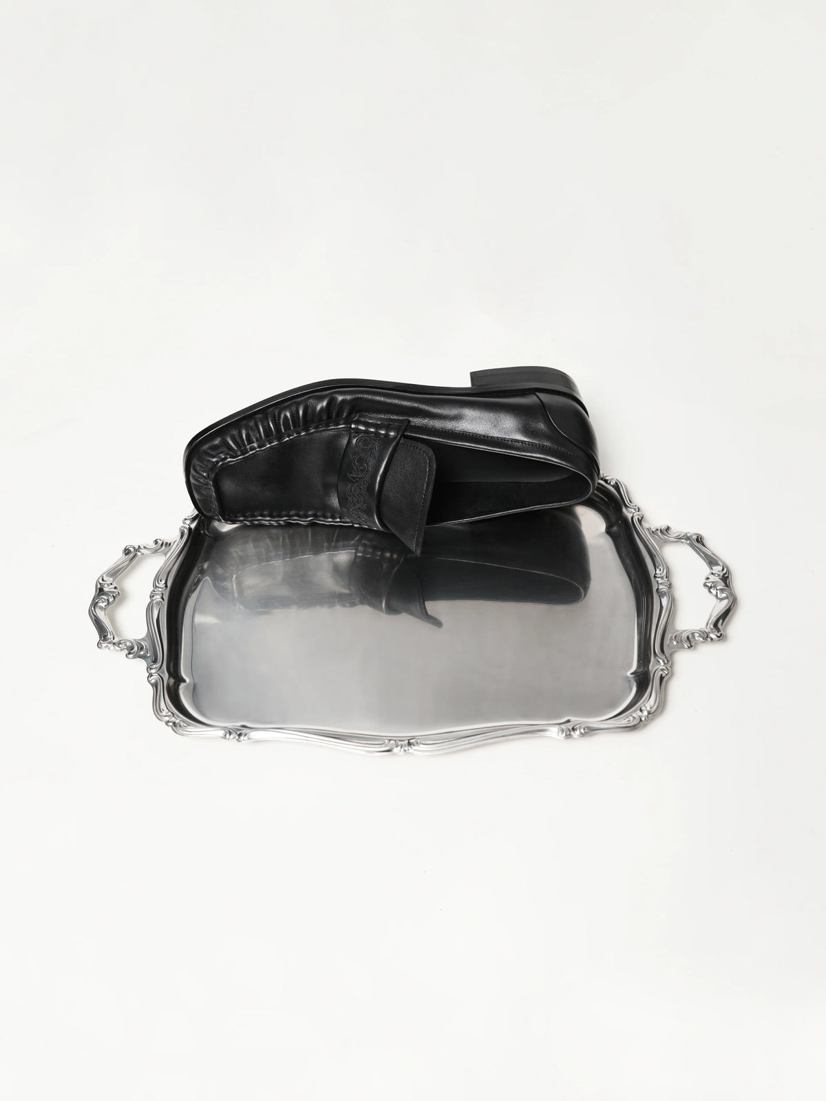 Square-Toe Vine-Engraved Loafers