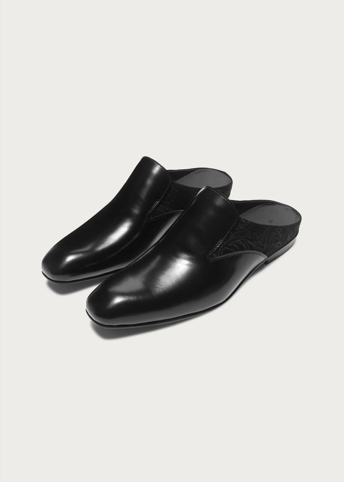 Flower-Patterned Pointed Mules