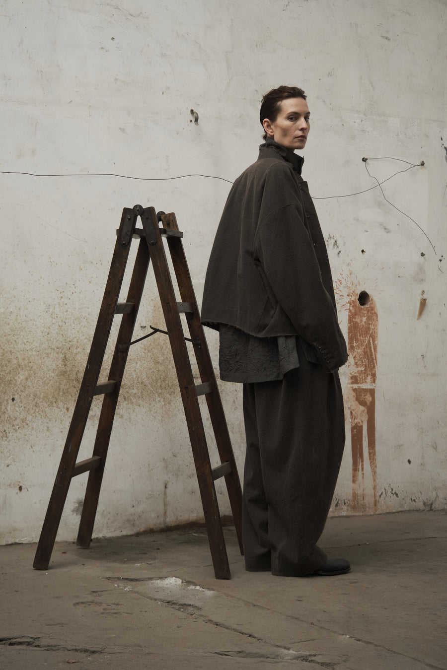 Double-Breasted Stand Collar Cropped Jacket