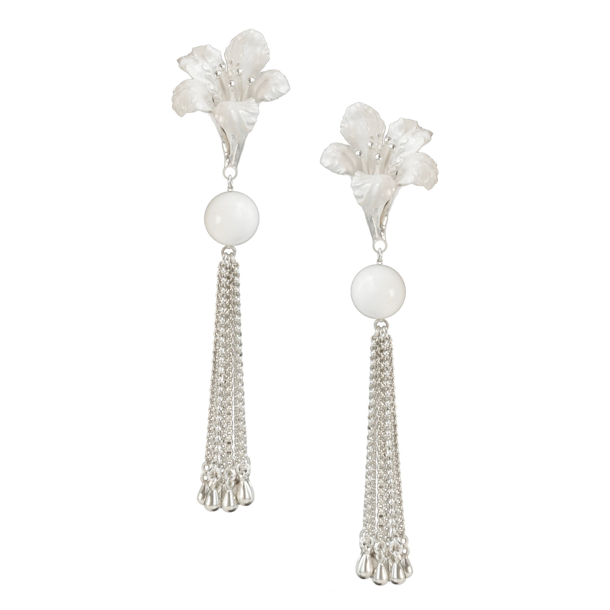 Silver Haze Azalea Tassel Earrings