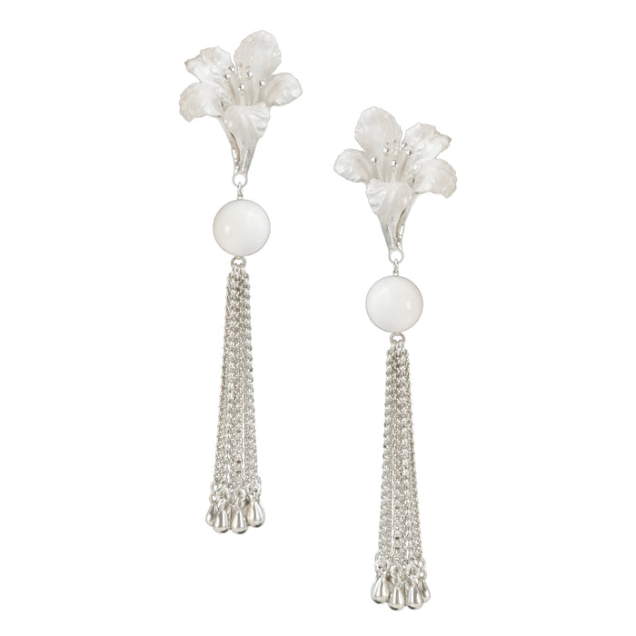 Silver Haze Azalea Tassel Earrings