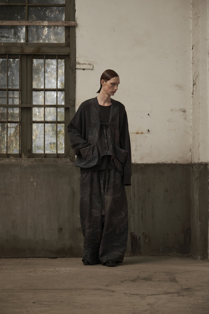 Drawstring Wide-Leg Trousers (Dark Grey)