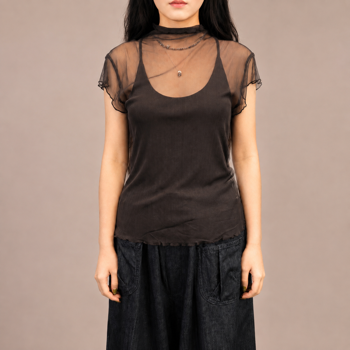Lightweight Sheer Short-Sleeve T-Shirt (Violet)