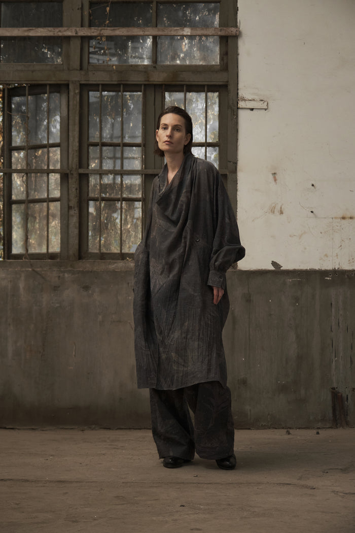 Cowl Neck Long Shirt (Grey)