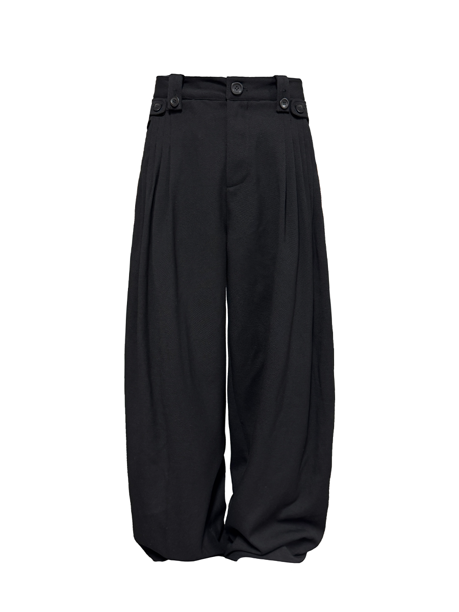 JCAESAR Button-Front Pieced Trousers, flat lay