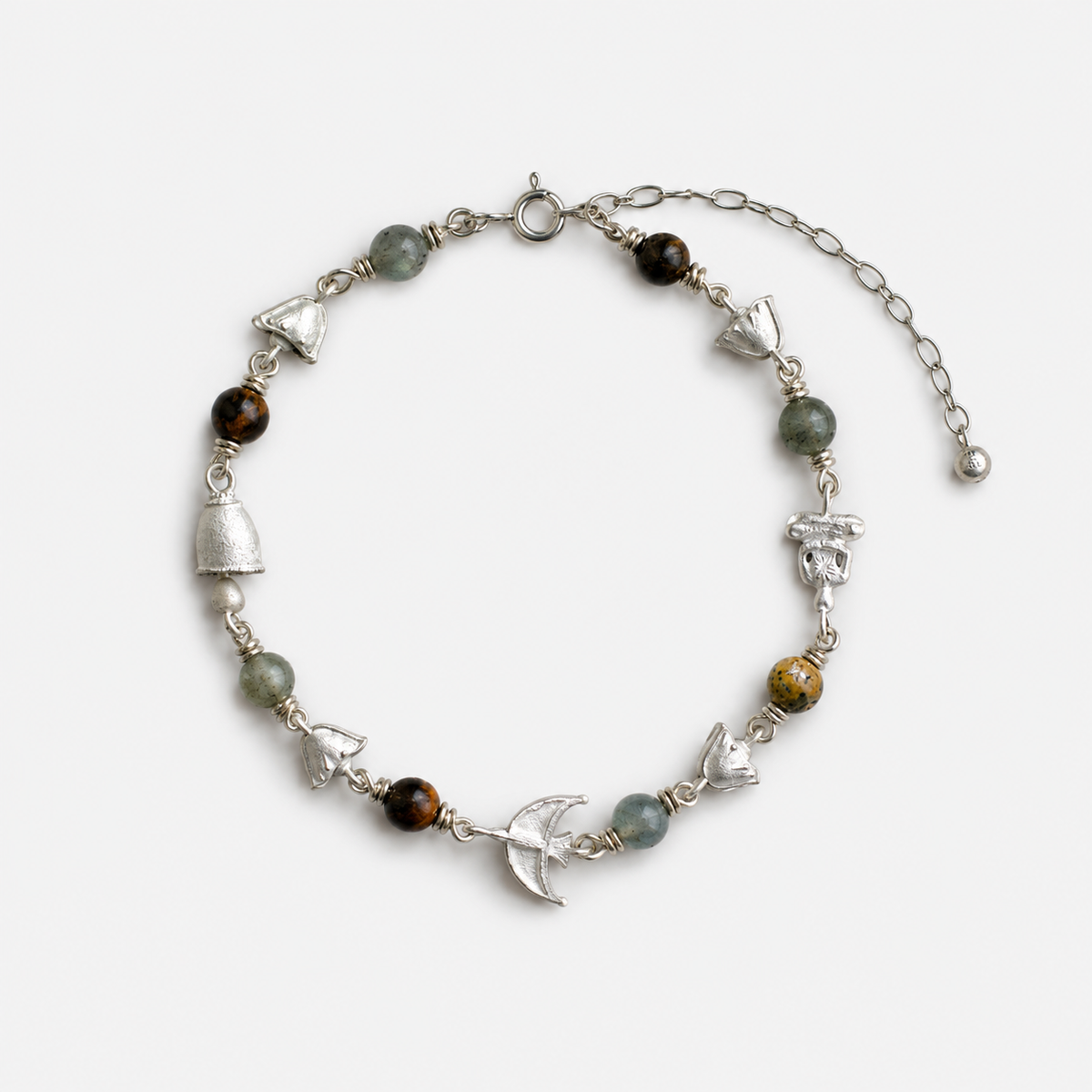 Qianshan Sterling Silver Multi-Gem Bracelet