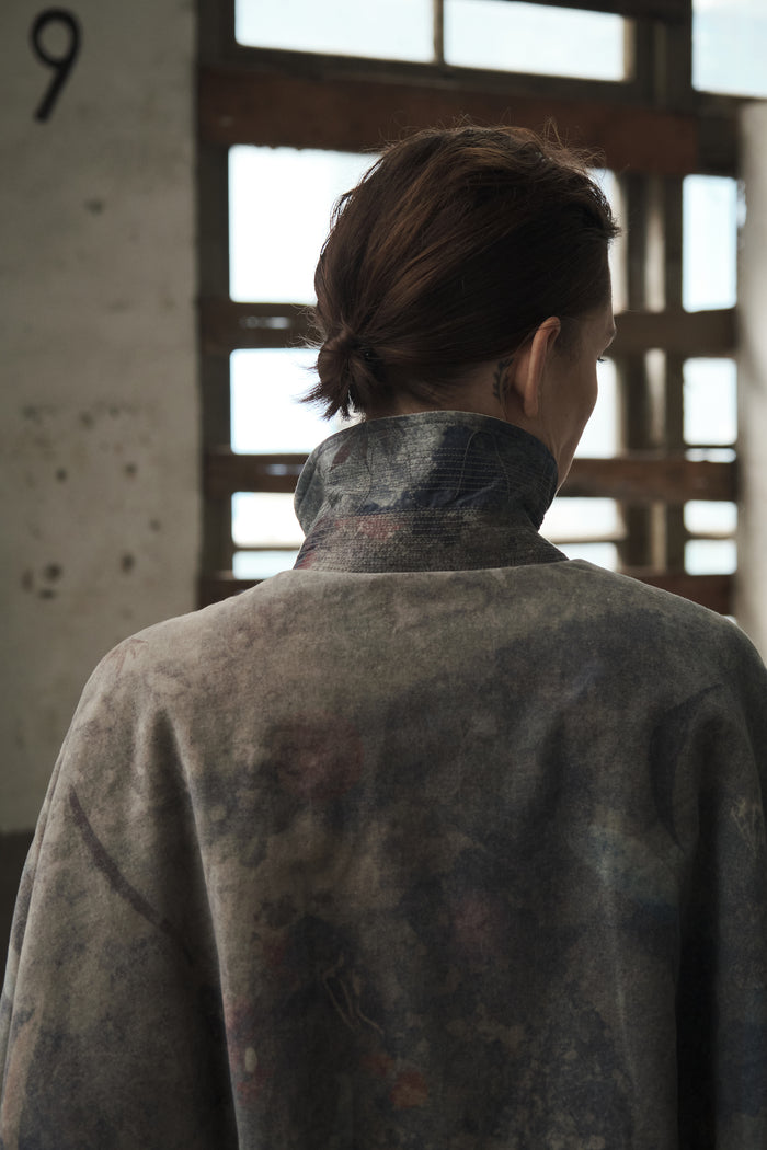 Concealed Placket Batwing Long Coat
