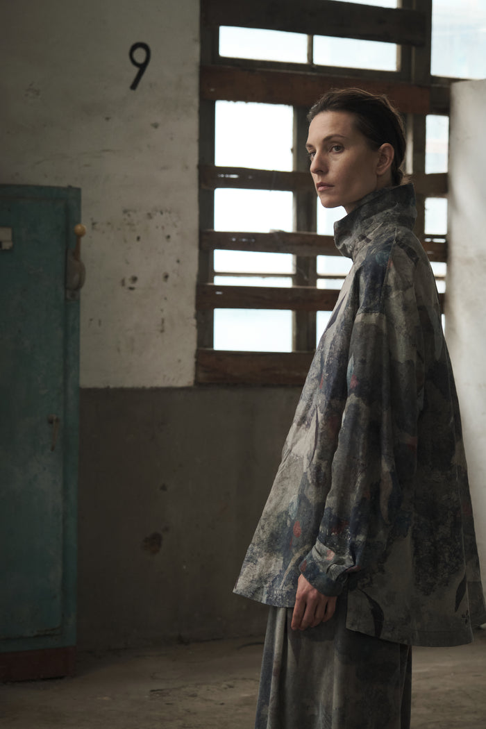 Asymmetric Placket Collared Shirt