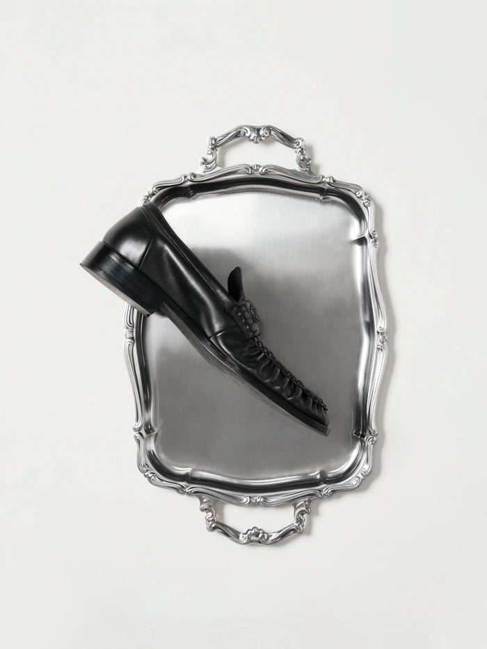 Square-Toe Vine-Engraved Loafers