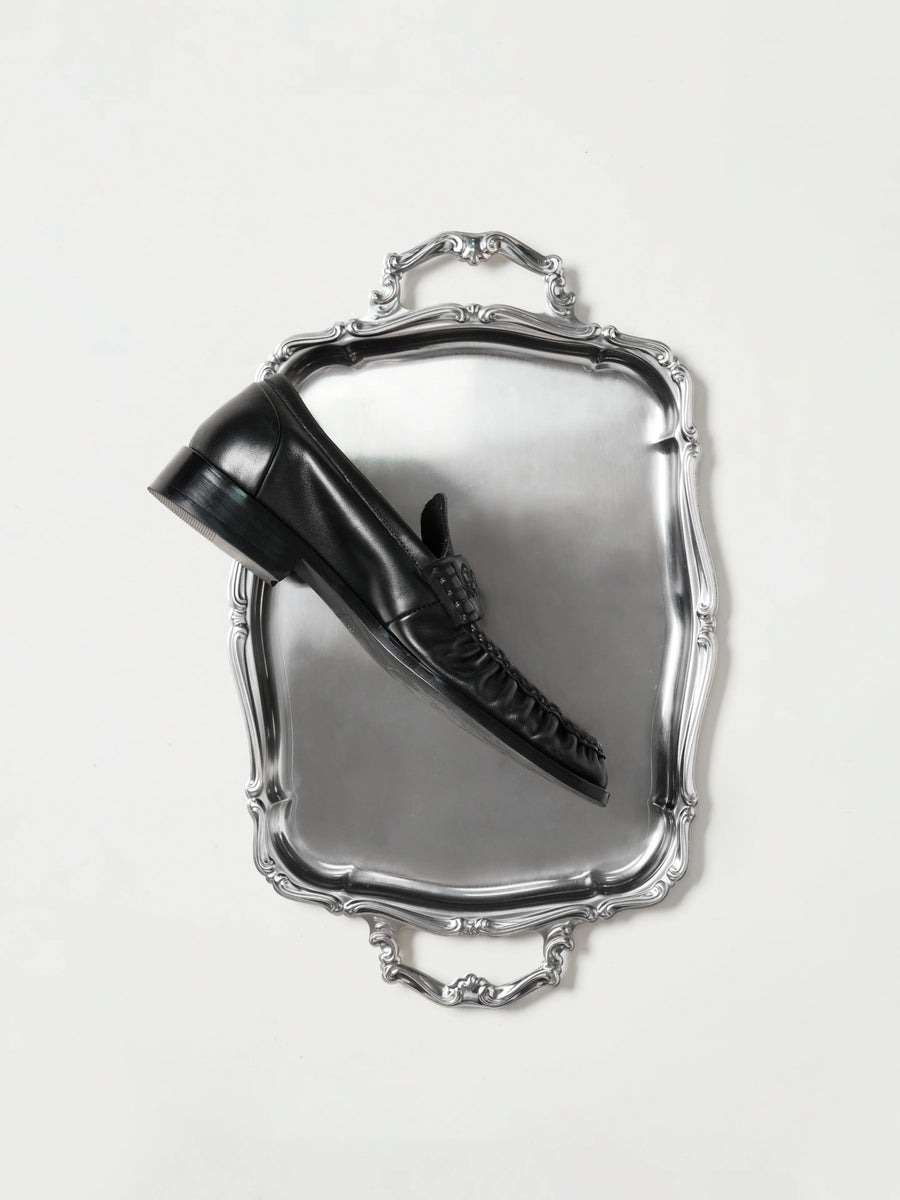 Square-Toe Vine-Engraved Loafers