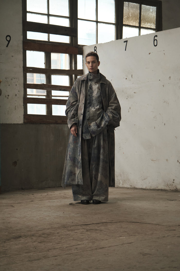 Concealed Placket Batwing Long Coat