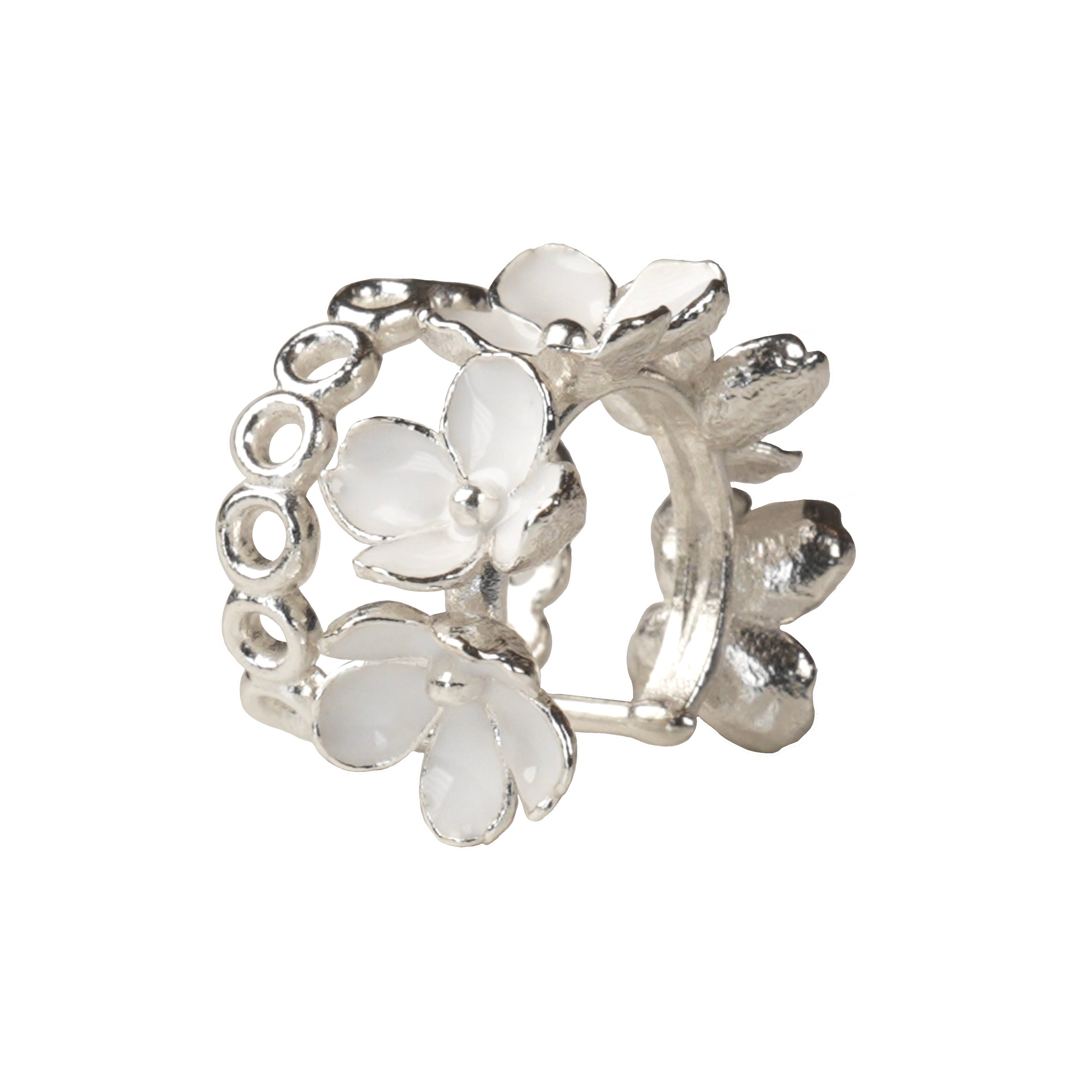 Nanyang Porcelain White Framed Floral Ear Cuffs