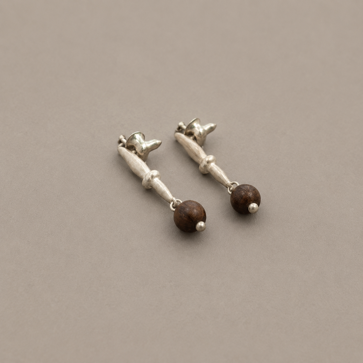 Leaf Tip Sterling Silver Black Gold Wood Earrings