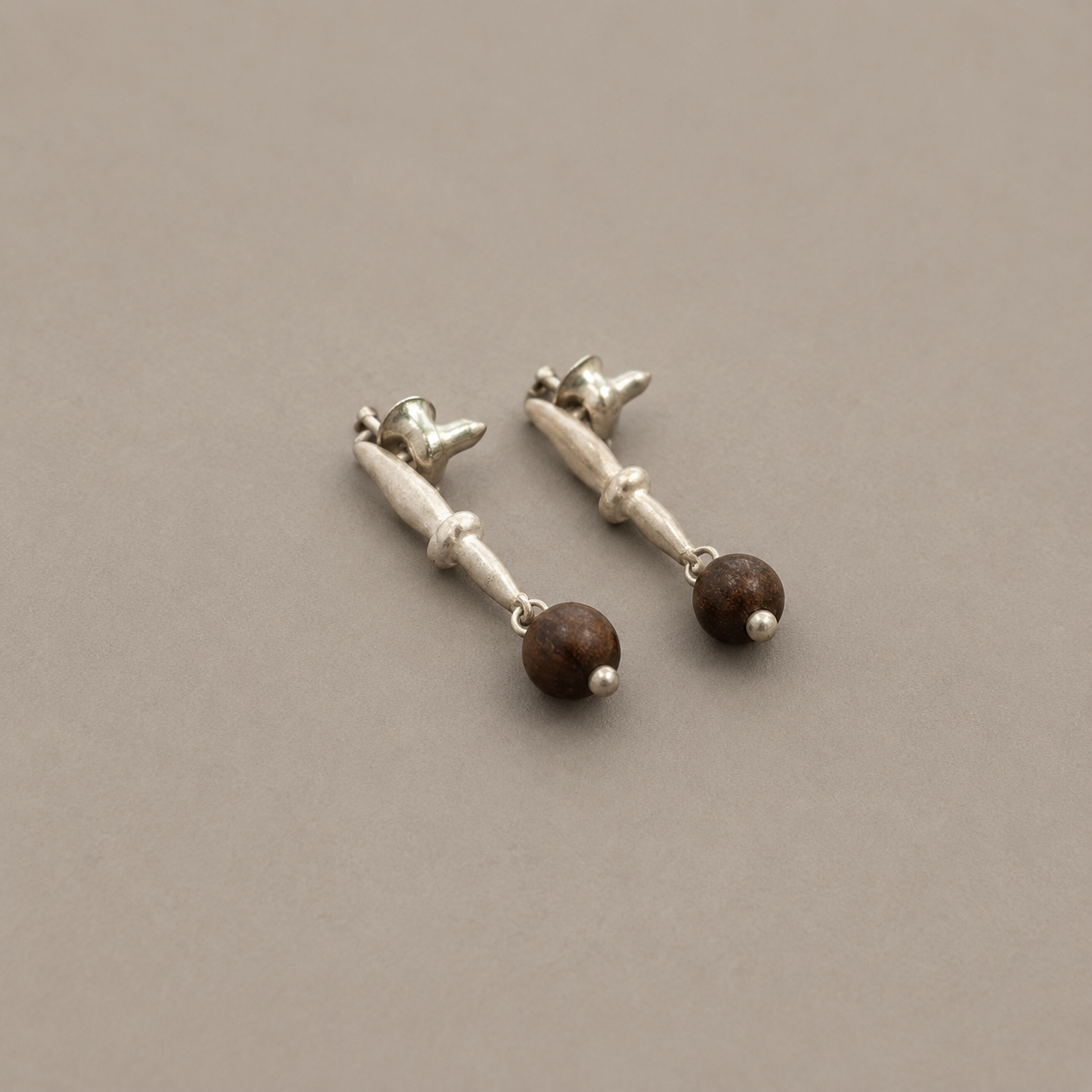 Leaf Tip Sterling Silver Black Gold Wood Earrings